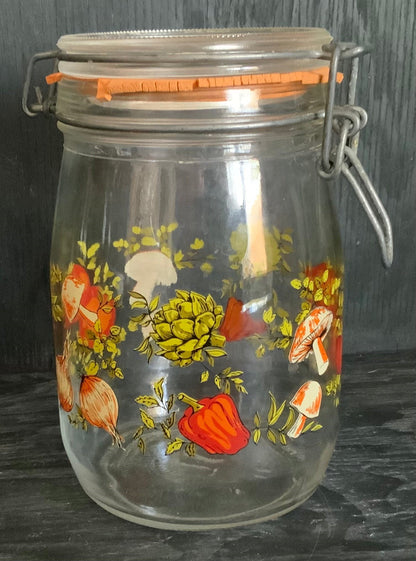 Arc France Glass Mushroom Theme Jar