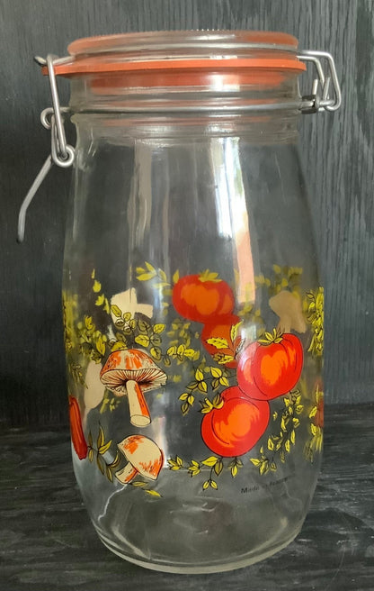Arc France Vegetable Mushroom Theme Glass Jar