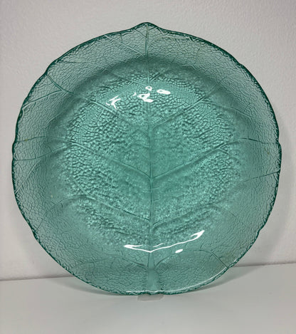 Arcoroc Green Pressed Glass Floral Salad Bowl