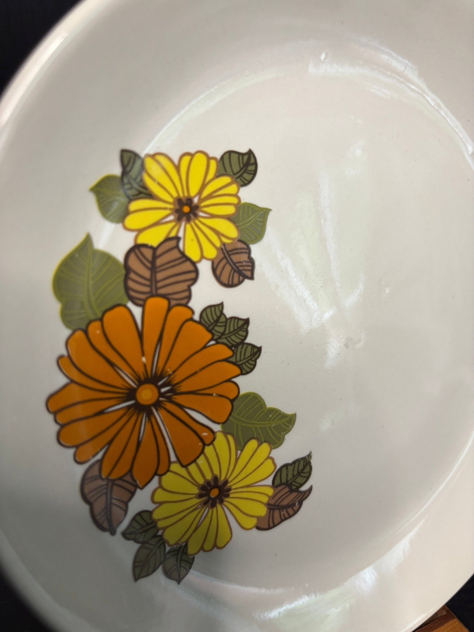 Aynsley Flower Pattern Bread Plate with orange and yellow flower design