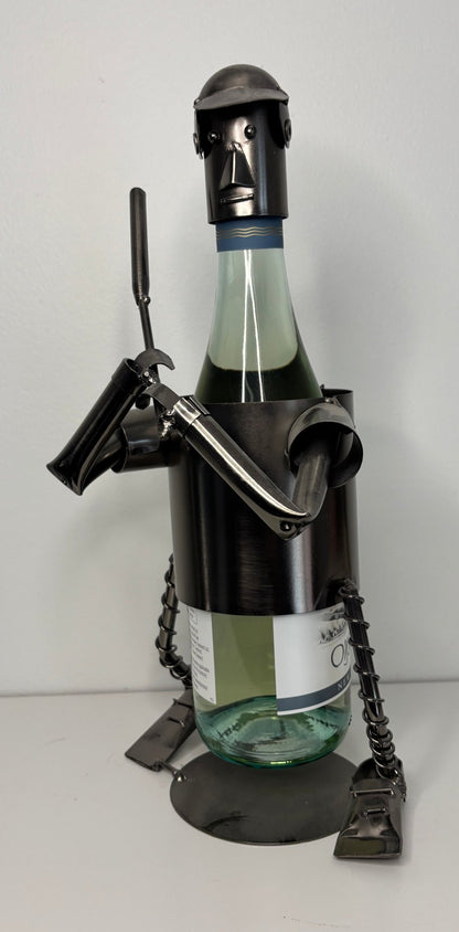 Baseball Theme Metal Wine Bottle Display Holder