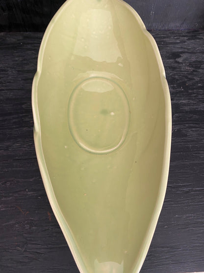 Beauceware Pottery 374 Green Leaf Theme Centrepiece Dish