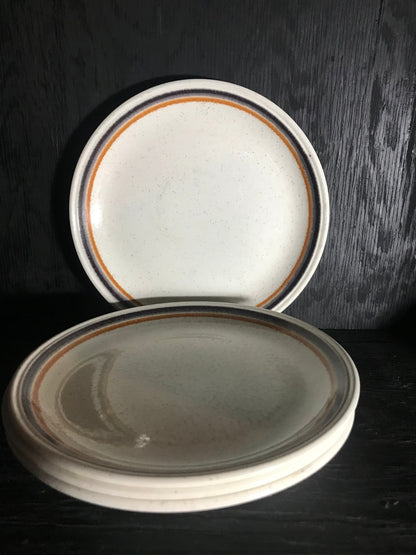 Biltons Ironstone Staffordshire Dinner Plates with Rust Brown Circle Pattern