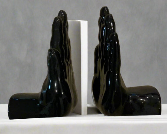 Black Ceramic Hands Bookends