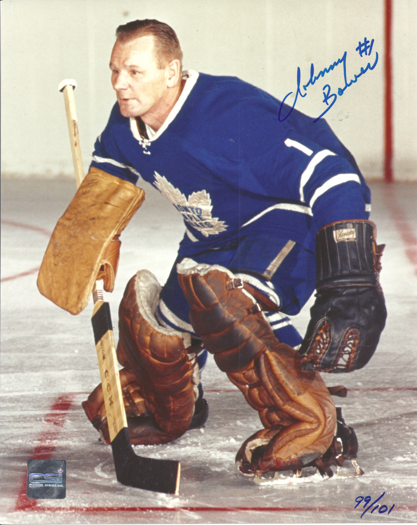 Signed and Numbered Johnny Bower Toronto Maple Leafs 8x10 Photograph