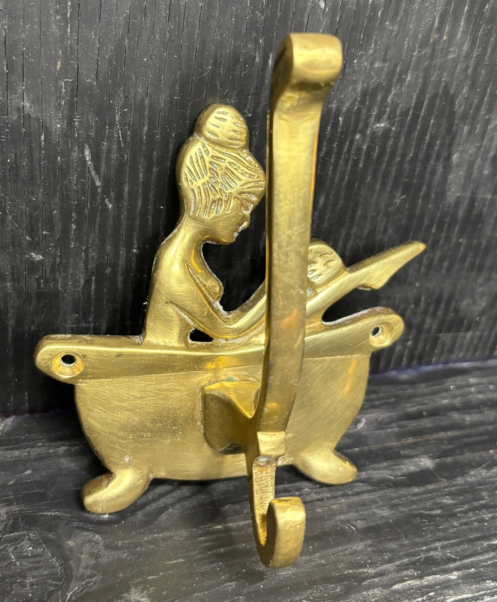 Brass Lady in Tub Bathroom Hook - HLJ at HomeBrass Lady in Tub Bathroom HookCoatrackVintage