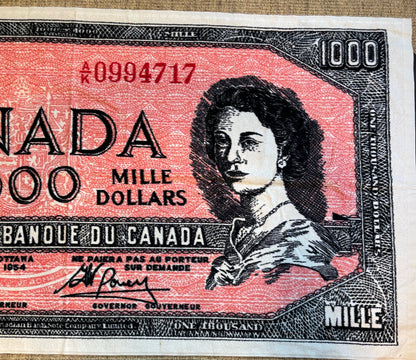 a towel shaped like a Canadian $1000 Bill