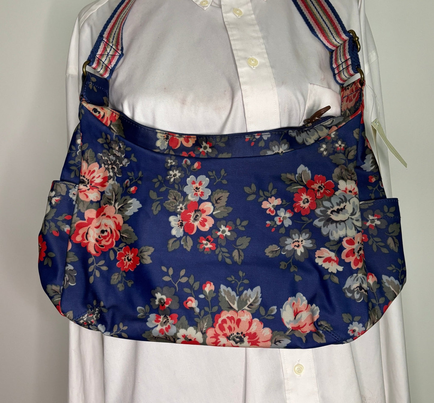 Floral-patterned bag on a white background