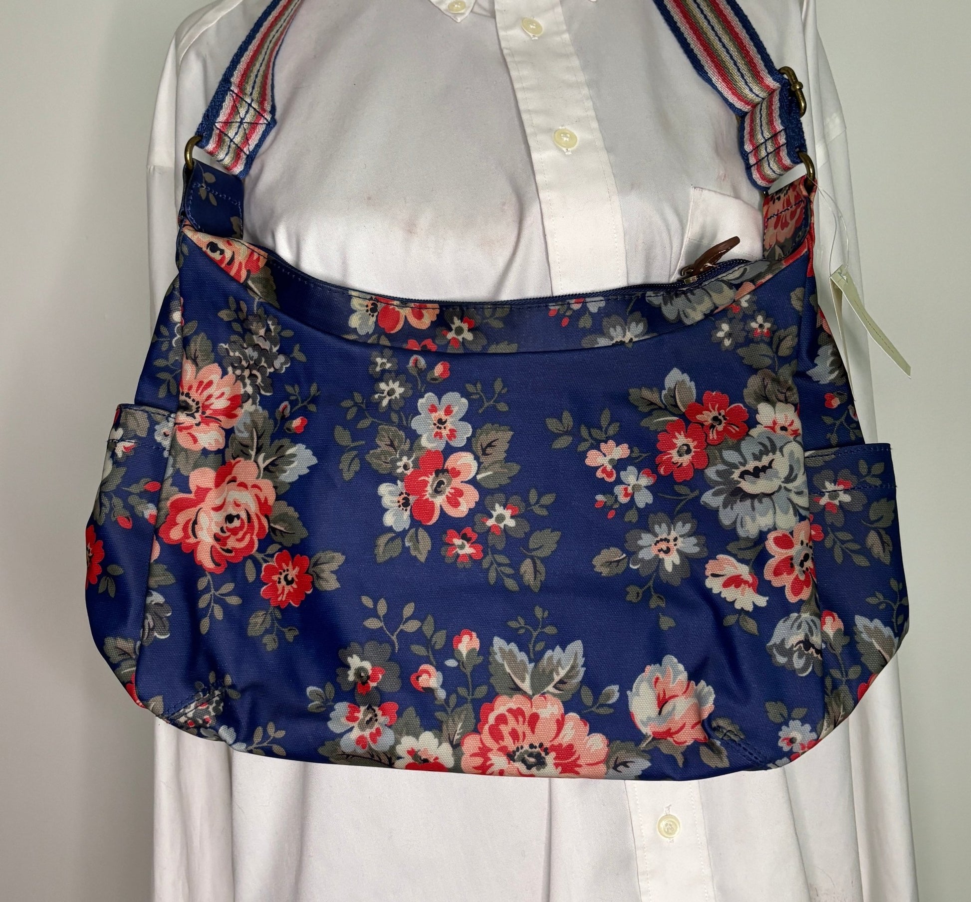 Floral-patterned bag on a white background