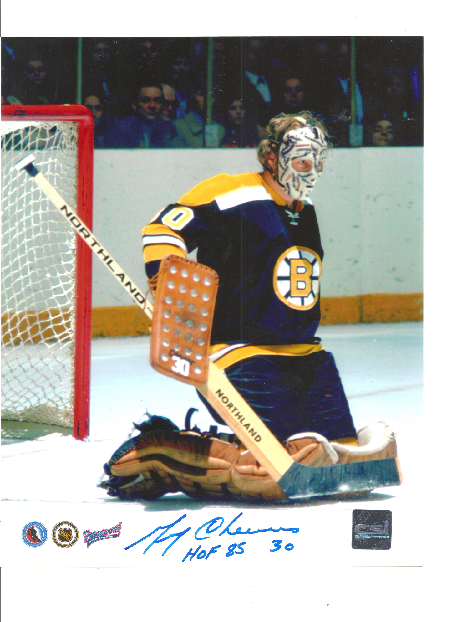 Signed Gerry Cheevers Boston Bruins 8x10 Photograph