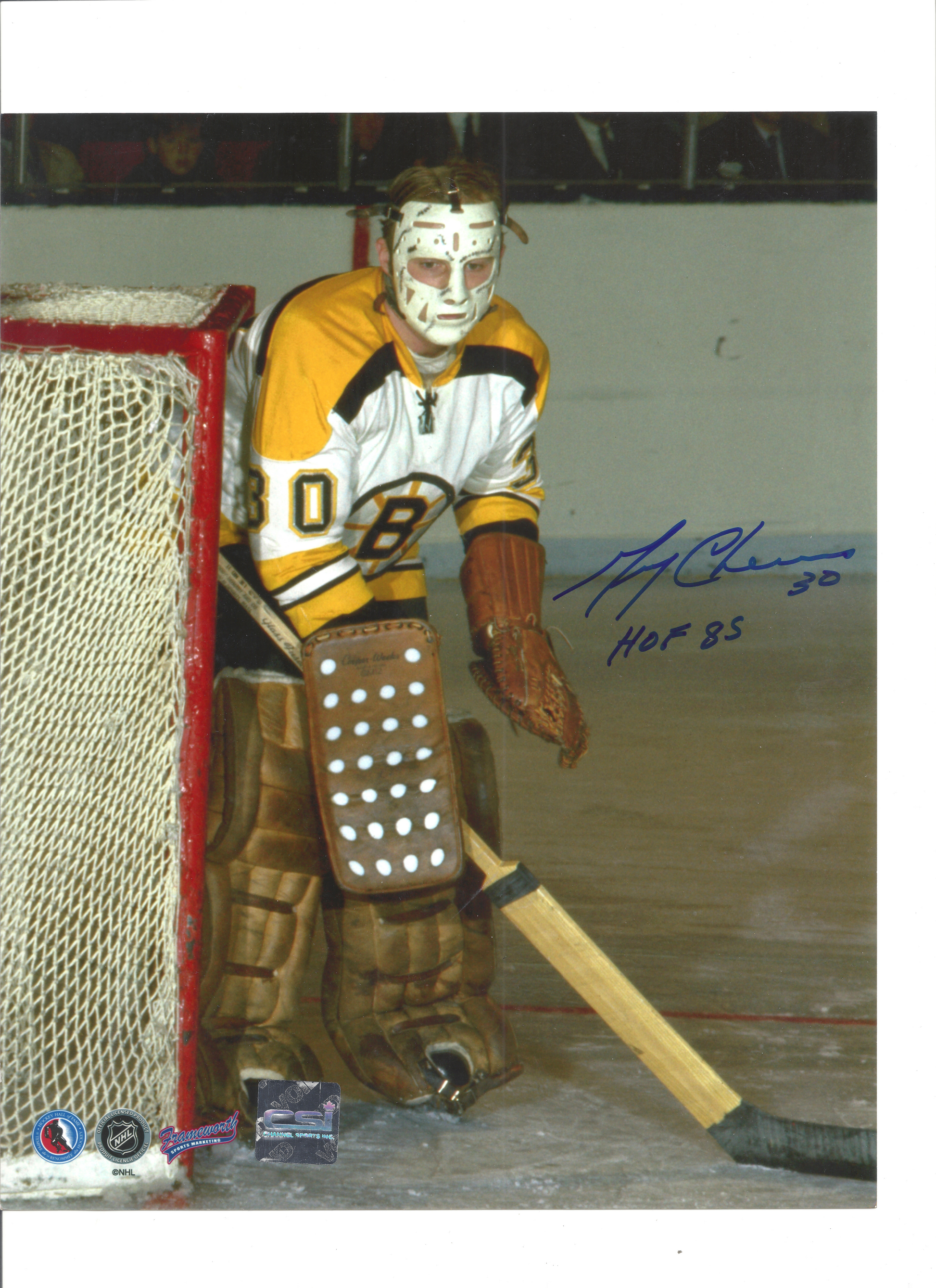 Autographed Gerry Cheevers Boston Bruins 8x10 Photograph