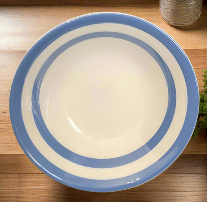 Cloverleaf TG Green Blue Stripe Soup Bowl