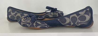 Coach Abigail Flat Womens Shoes in Signature Denim