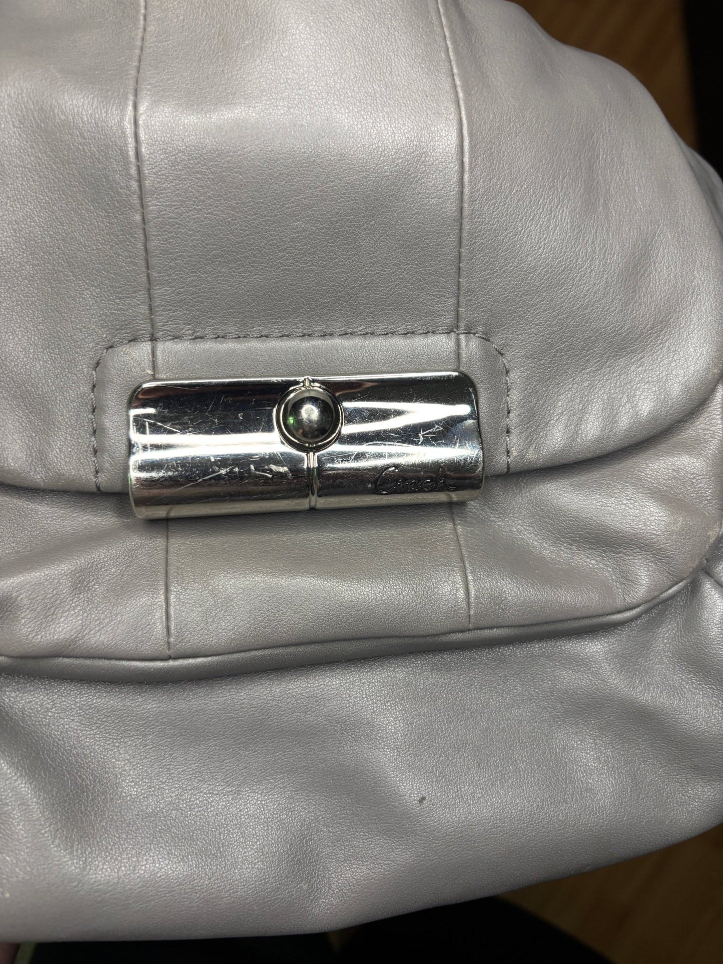 Coach Kristin Pewter Gray Leather Hobo Shoulder Bag Purse K1126 - 16808