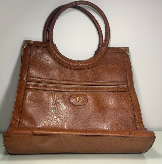 Cornell Creations Brown Leather Top Handle Purse