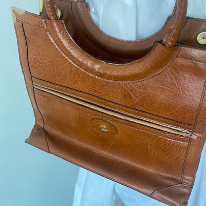 Cornell Creations Brown Leather Top Handle Purse