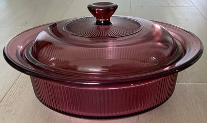 Corning Vision Cranberry colored Casserole Dish