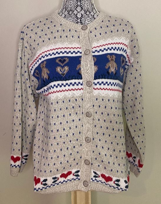 Heart Theme Full Button Women’s Cardigan