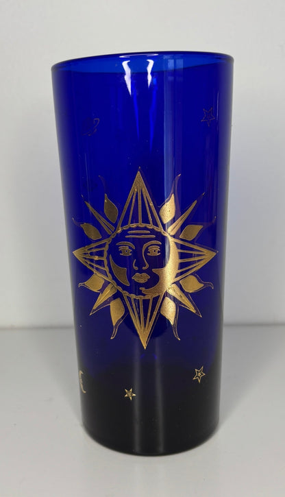 Culver Cobalt Blue Celestial Highball Tumbler Glass