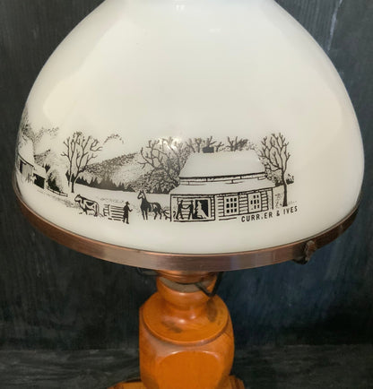Currier and Ives Vintage Table Lamp