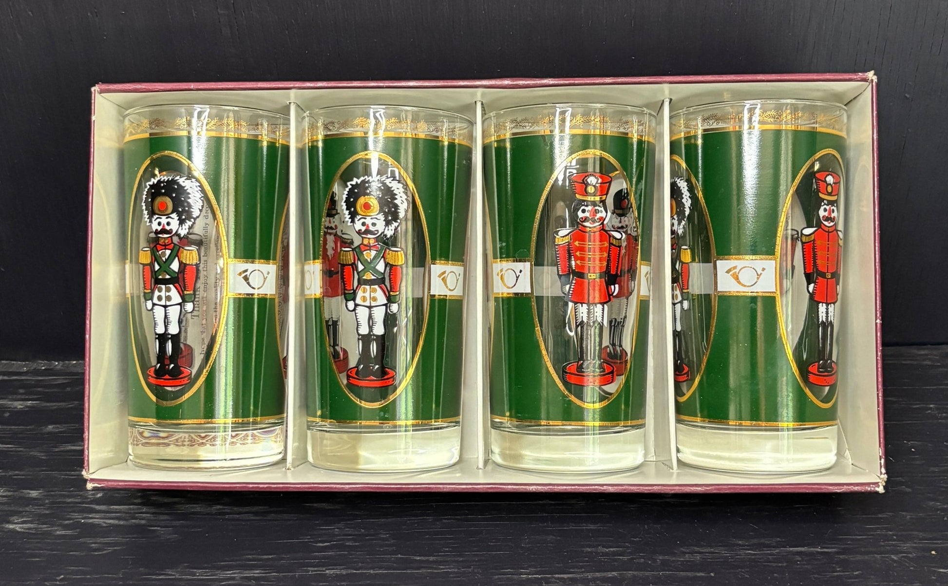 Cutler Christmas Toy Soldier Highball Tumblers Glasses Set