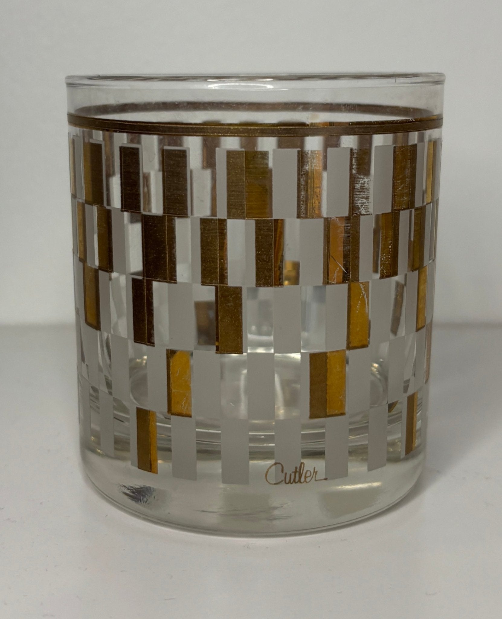 Cutler Gold Block Old Fashioned Lowball Glasses Set