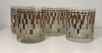 Cutler Gold Block Old Fashioned Lowball Glasses