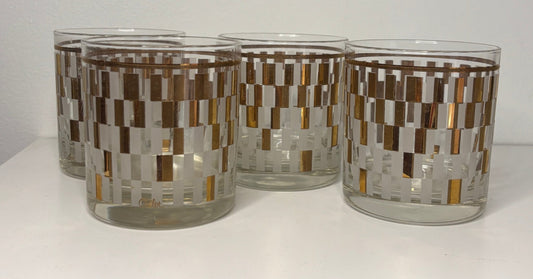 Cutler Gold Block Old Fashioned Lowball Glasses