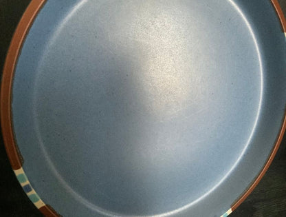 Dansk Mesa Sky Blue Dinner Plate with brown trim