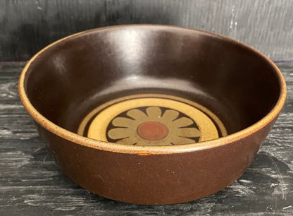 Denby brown bowl with flower pattern