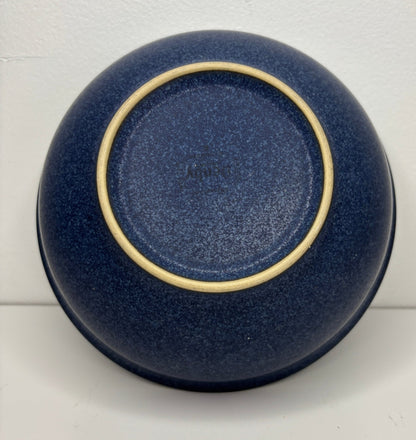 blue Denby Blue Jetty Soup Bowl with beige trim