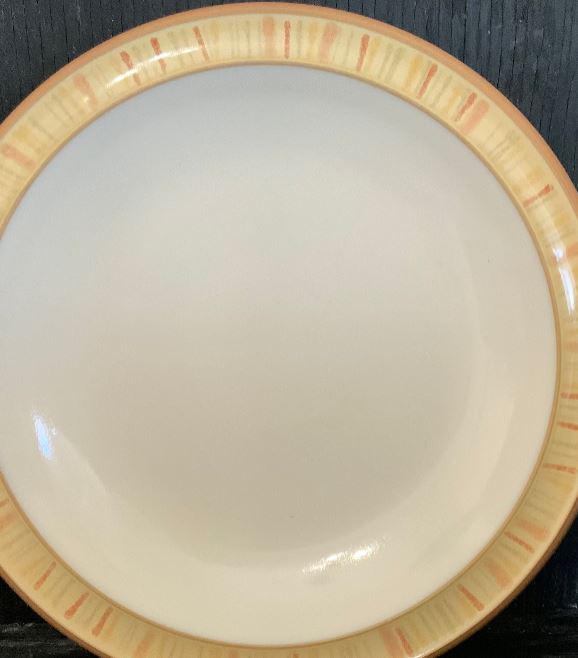 Denby Caramel Stripes Bread and Butter Plates orange stripes and yellow trim