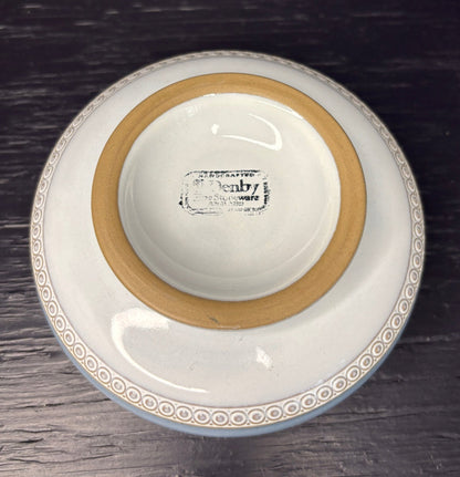 light blue Denby Castile Pedestal Soup Bowl
