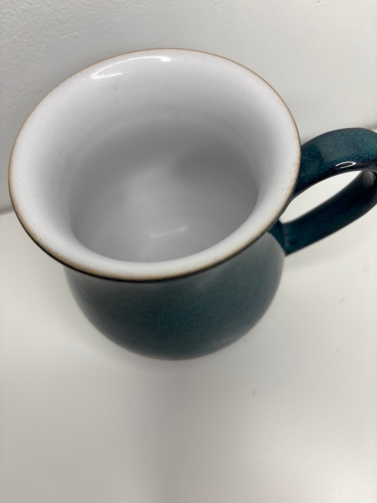 green and white Denby Greenwich Coffee Mugs