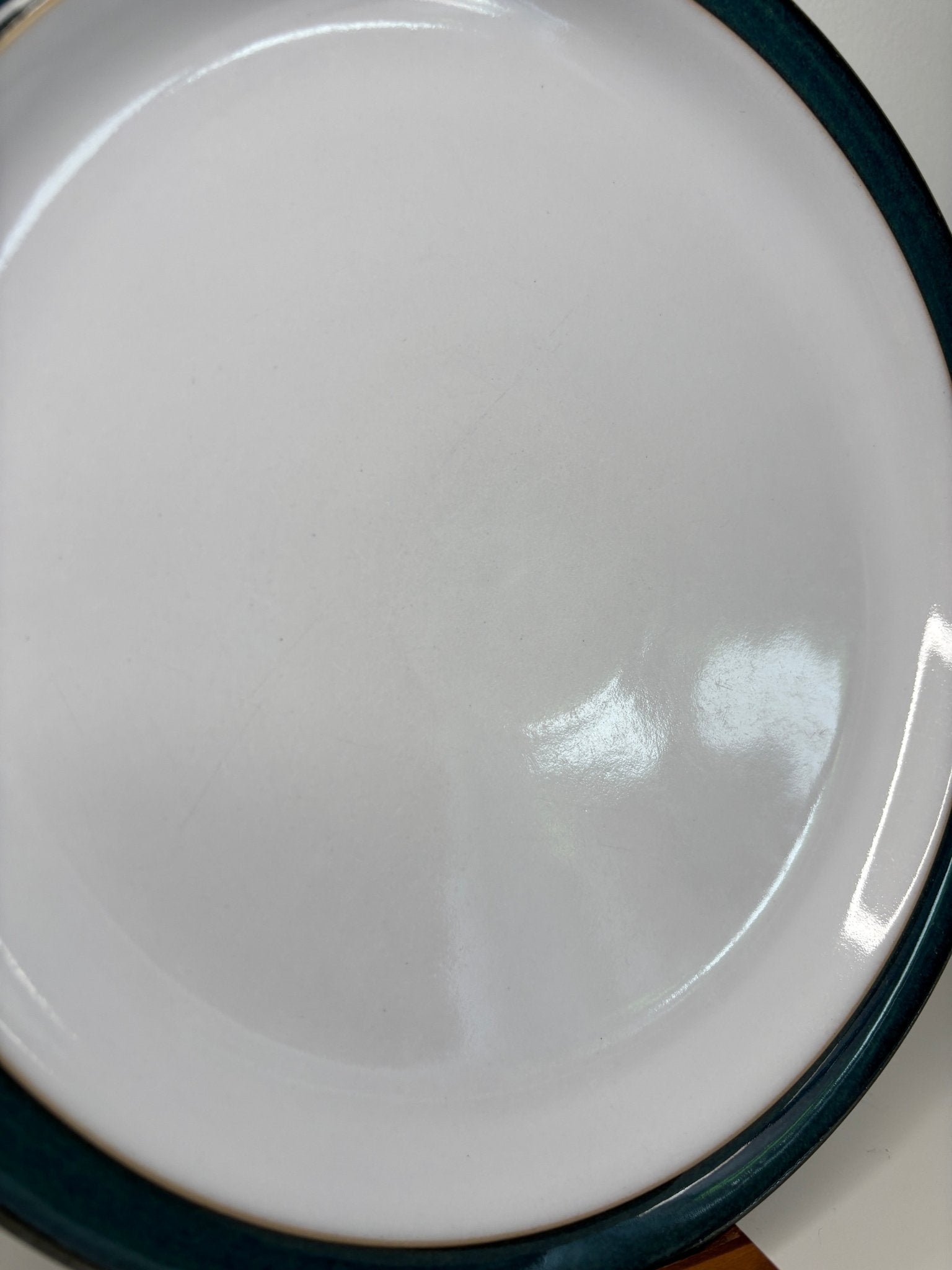 white with green trim and gold band Denby Greenwich Dinner Plate