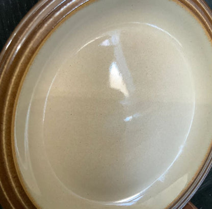 white beige and brown Denby Greystone Plate