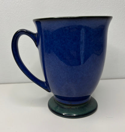 Denby Harlequin Blue and Green Footed Pedestal Mug