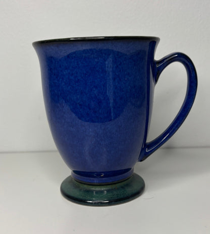 Denby Harlequin Blue and Green Footed Pedestal Mugs
