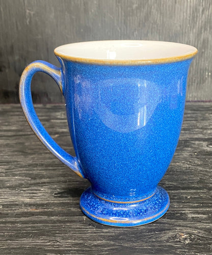 Denby Harlequin Blue and White Footed Pedestal Mug