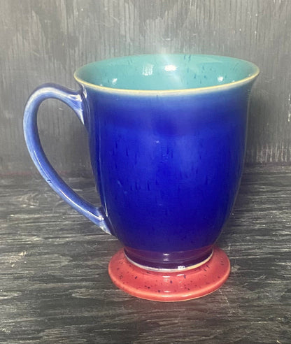 Denby Harlequin Blue Footed Pedestal Mug