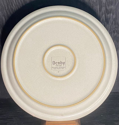beige and white Denby Linen Plates