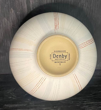 Denby Mist Falls Rice Bowl with pink and blue stripe pattern