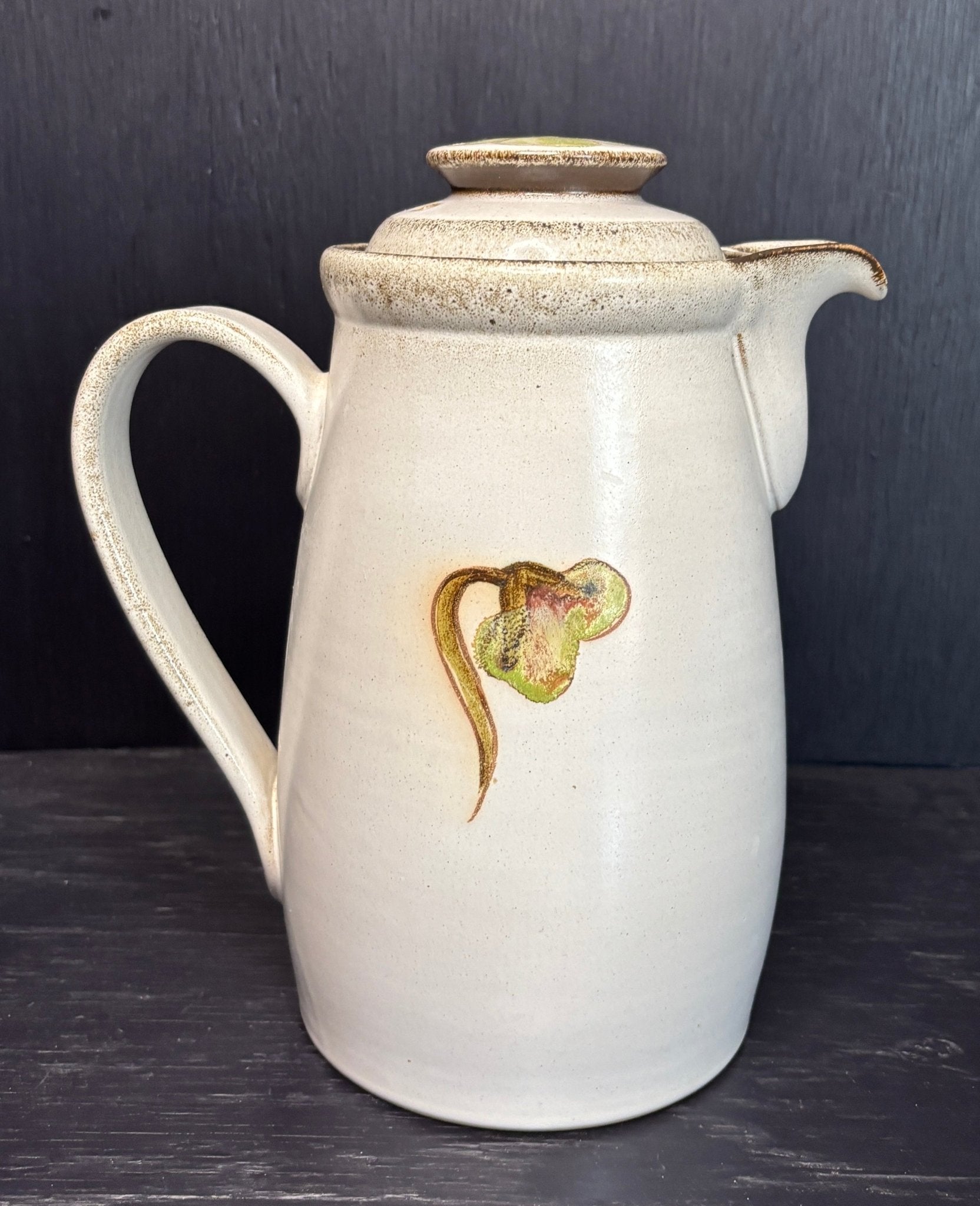 Denby Troubadour Coffee Pot with green flower design