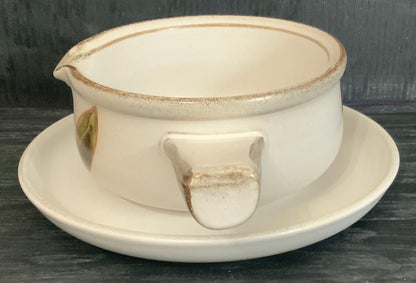 Denby Troubadour Gravy Boat and Saucer  with green floral design