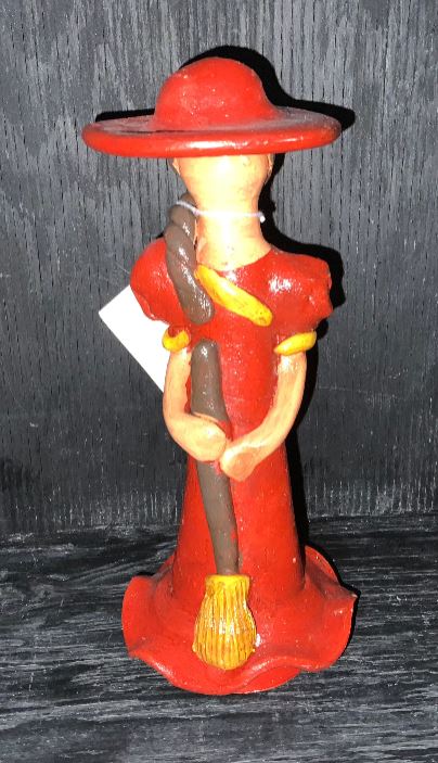 Dominican Hand Painted Faceless Clay Statuette