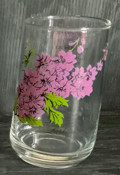 Dominion Glass July Larkspur Flower of the Month Drink Glass