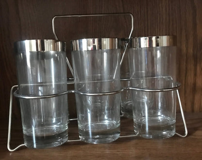 Dorothy Thorpe Silver Cocktail Highball Barware Set with Carrier