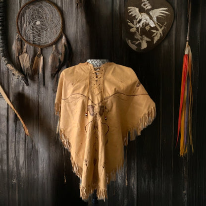 Du Sault First Nations Deerskin Poncho
