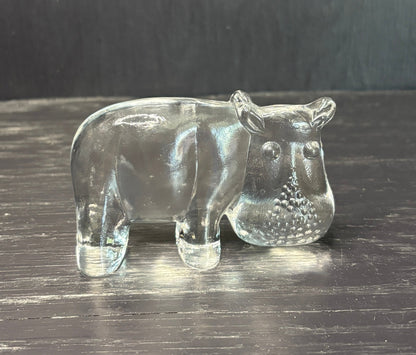 Erik Hogland Kosta Boda Zoo Animals Glass Paperweight Flat Back Hippo