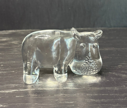 Erik Hogland Kosta Boda Zoo Animals Glass Paperweight Flat Back Hippo